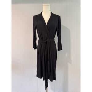 Posh Peanut Womens Wrap Tie Waist Cardigan Sweater Open Front Black Size S/M NWT